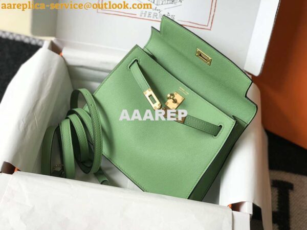 Replica Hermes Kelly Danse 22cm Leather Bag 20362 Avocado Green 4