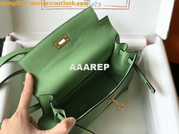 Replica Hermes Kelly Danse 22cm Leather Bag 20362 Avocado Green 6