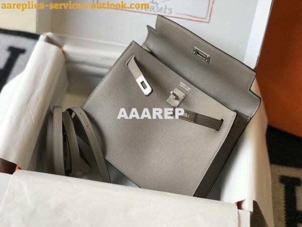 Replica Hermes Kelly Danse 22cm Leather Bag 20363 Gray Sliver 5