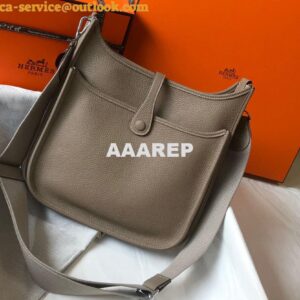 Replica Hermes H083435 Evelyne III 29 Shoulder Bag Silver Hardware Gray 2