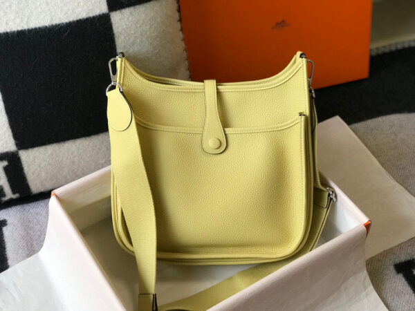 Replica Hermes H083435 Evelyne III 29 Shoulder Bag Silver Hardware Lemon Yellow