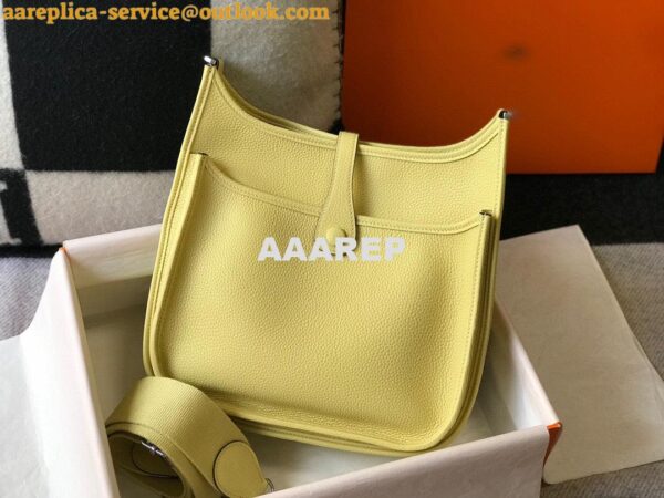 Replica Hermes H083435 Evelyne III 29 Shoulder Bag Silver Hardware Lemon Yellow 4