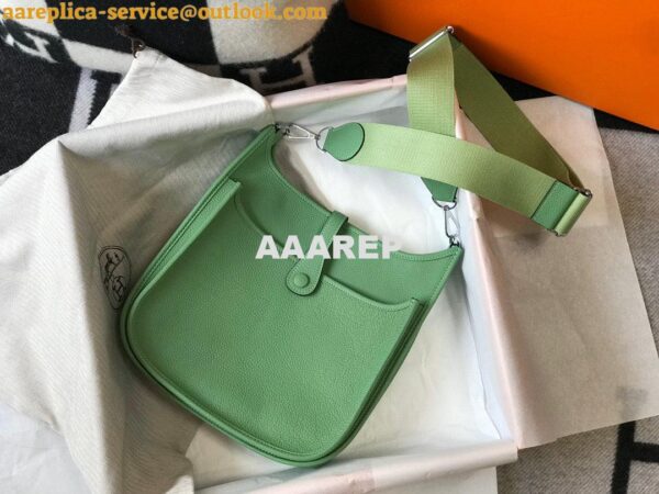 Replica Hermes H083435 Evelyne III 29 Shoulder Bag Silver Hardware Light Green 2