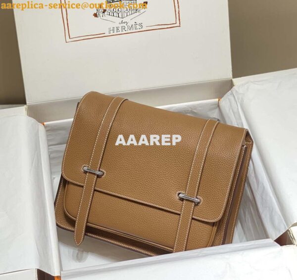 Replica Hermes H074774CK37 Steve light messenger bag 34cm Brown 5