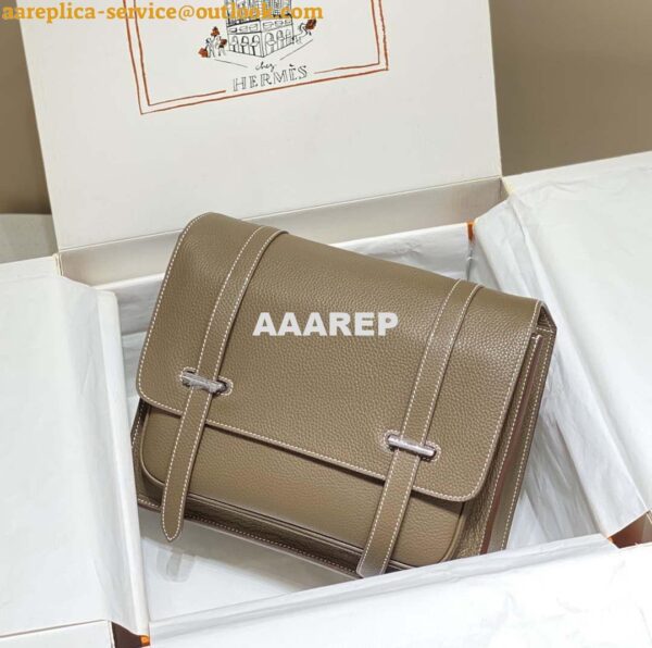 Replica Hermes H074774CK37 Steve light messenger bag 34cm Elephant gray 4