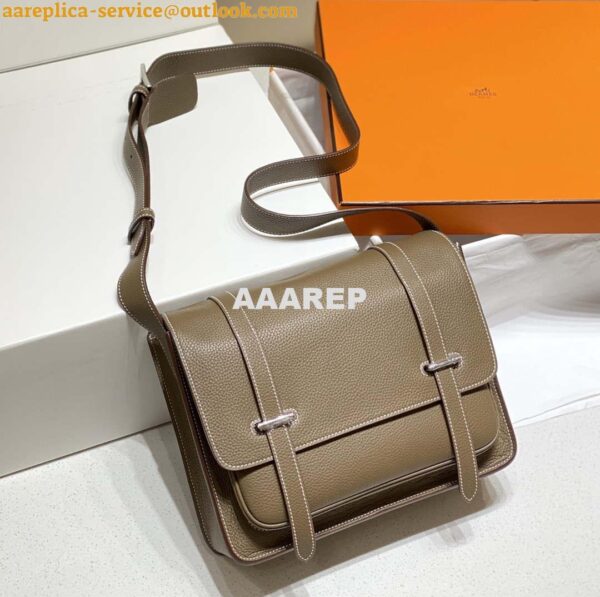 Replica Hermes H074774CK37 Steve light messenger bag 34cm Elephant gray 8