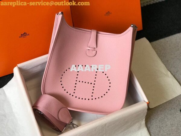 Replica Hermes H083435 Evelyne III 29 Shoulder Bag Silver Hardware Pink 3