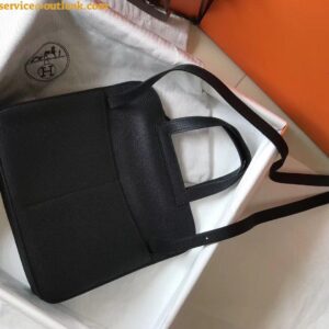 Replica Hermes Halzan 31cm Bag In Black Clemence Leather