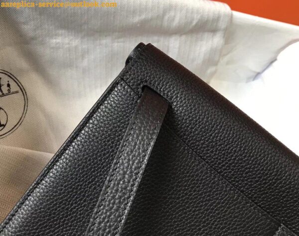 Replica Hermes Halzan 31cm Bag In Black Clemence Leather 5