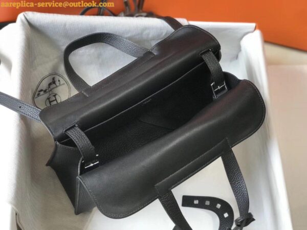 Replica Hermes Halzan 31cm Bag In Black Clemence Leather 6