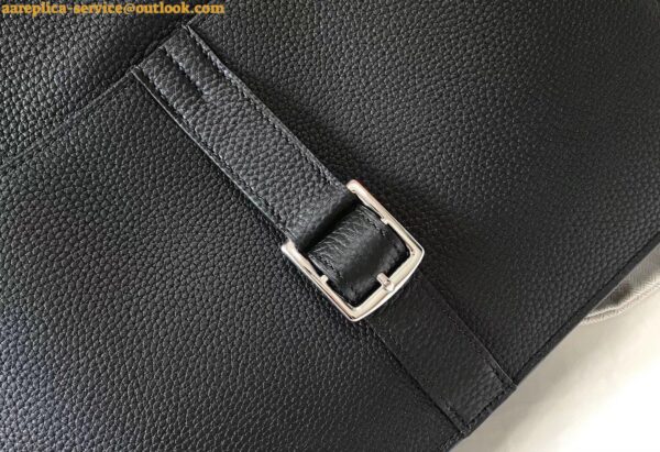 Replica Hermes Halzan 31cm Bag In Black Clemence Leather 8