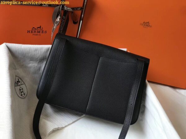 Replica Hermes Halzan 31cm Bag In Black Clemence Leather 10