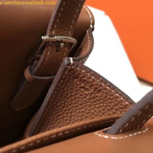 Replica Hermes Halzan 31cm Bag In Gold Clemence Leather 2