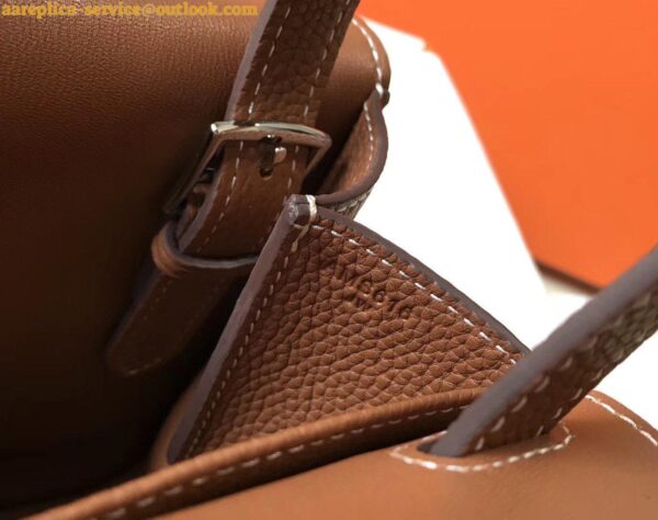 Replica Hermes Halzan 31cm Bag In Gold Clemence Leather 4