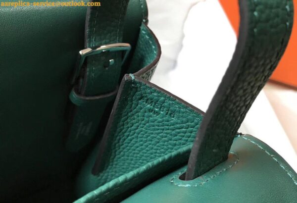 Replica Hermes Halzan 31cm Bag In Malachite Clemence Leather 5