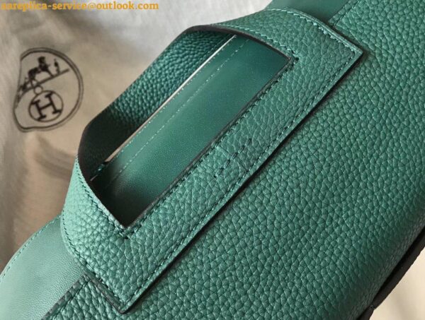 Replica Hermes Halzan 31cm Bag In Malachite Clemence Leather 8