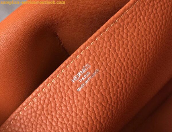 Replica Hermes Halzan 31cm Bag In Orange Clemence Leather 6