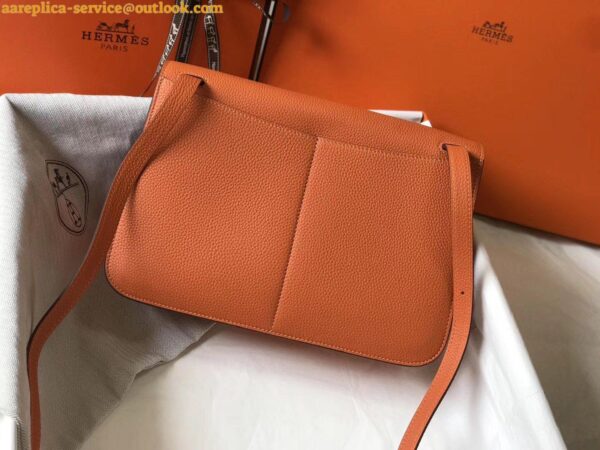 Replica Hermes Halzan 31cm Bag In Orange Clemence Leather 8