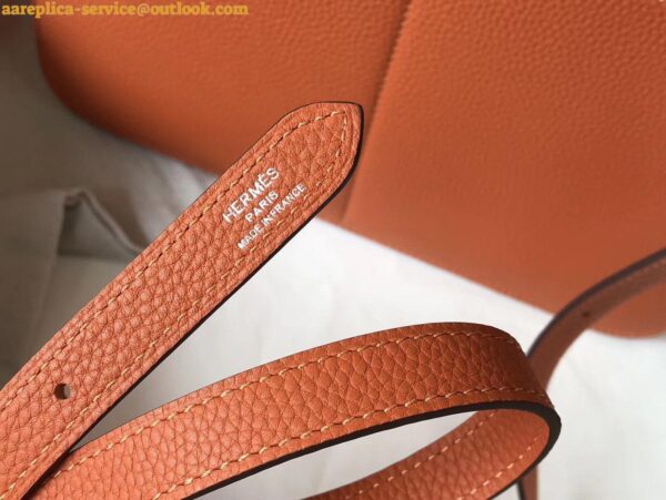 Replica Hermes Halzan 31cm Bag In Orange Clemence Leather 9