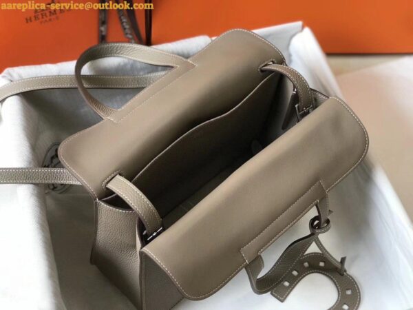 Replica Hermes Halzan 31cm Bag In Tourterelle Clemence Leather 3