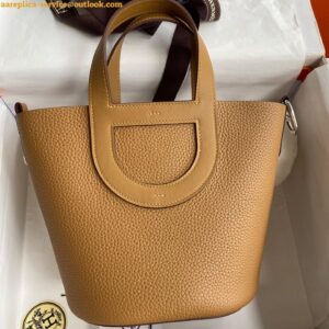 Replica Hermes In The Loop 18 Handmade Bag in Biscuit Clemence Leather