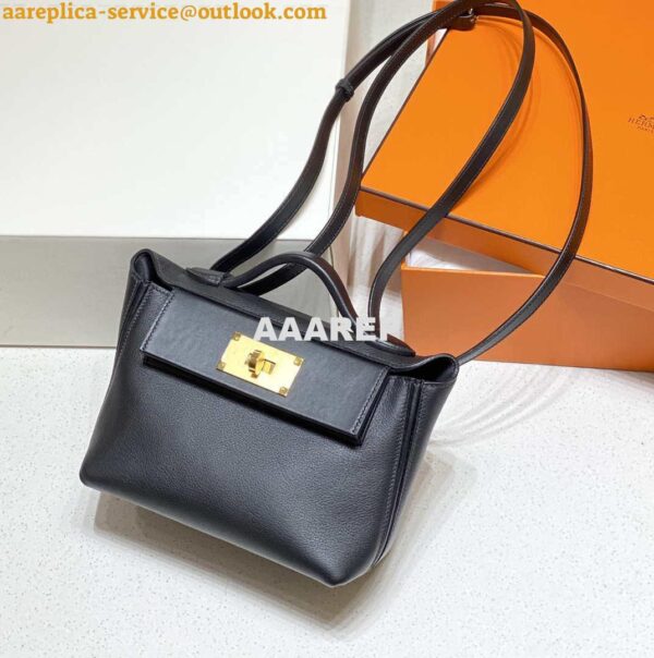 Replica Hermes Mini 2424 Leather 21cm H230263 Black 4