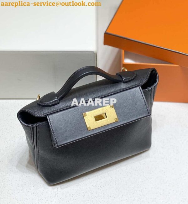 Replica Hermes Mini 2424 Leather 21cm H230263 Black 5