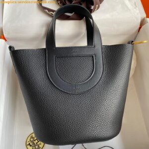 Replica Hermes In The Loop 18 Handmade Bag in Black Clemence Leather