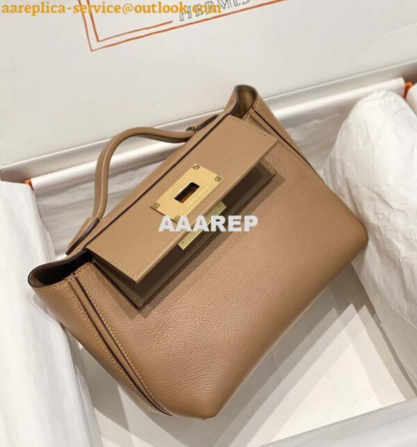 Replica Hermes Mini 2424 Leather 21cm H230263 Weimaraner color 3