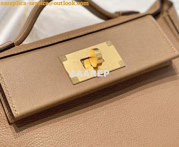 Replica Hermes Mini 2424 Leather 21cm H230263 Weimaraner color 4