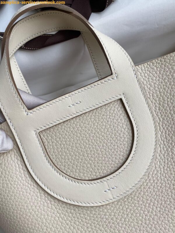 Replica Hermes In The Loop 18 Handmade Bag in Craie Clemence Leather 5