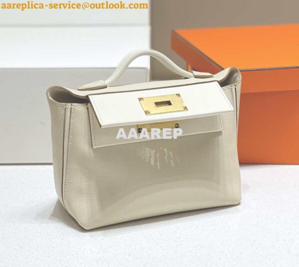 Replica Hermes Mini Kelly 2424 Leather 21cm H230264 White 5