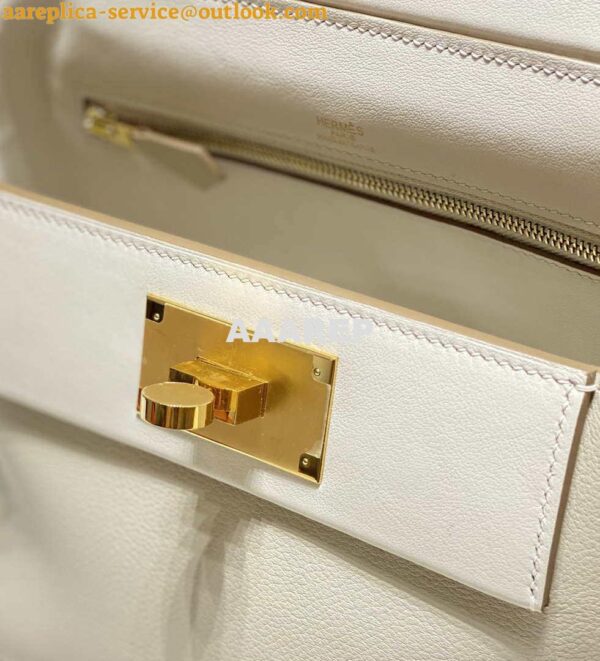 Replica Hermes Mini Kelly 2424 Leather 21cm H230264 White 7