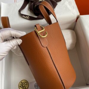 Replica Hermes In The Loop 18 Handmade Bag in Gold Clemence Leather 2