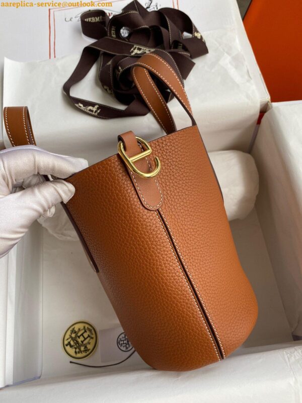 Replica Hermes In The Loop 18 Handmade Bag in Gold Clemence Leather 4