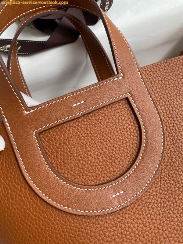 Replica Hermes In The Loop 18 Handmade Bag in Gold Clemence Leather 6