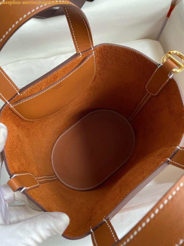 Replica Hermes In The Loop 18 Handmade Bag in Gold Clemence Leather 7