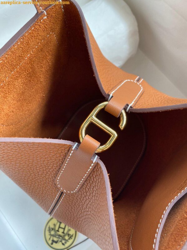 Replica Hermes In The Loop 18 Handmade Bag in Gold Clemence Leather 10