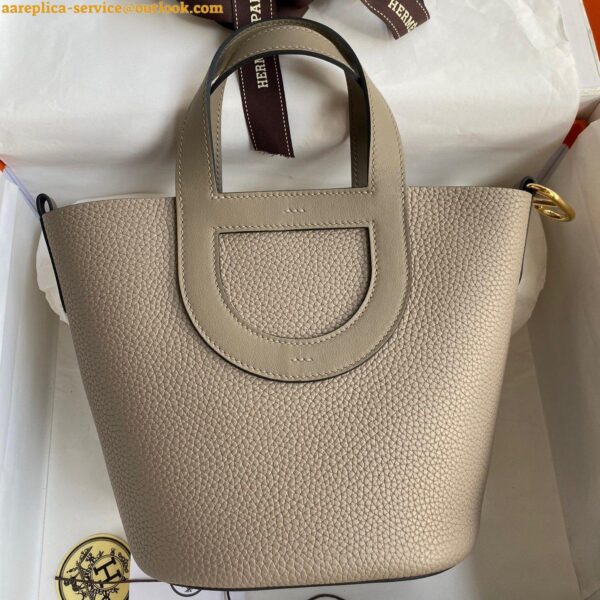 Replica Hermes In The Loop 18 Handmade Bag in Gris Asphalt Clemence Leather 4