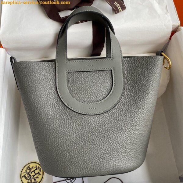 Replica Hermes In The Loop 18 Handmade Bag in Gris Meyer Clemence Leather