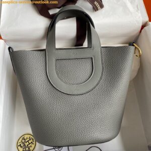 Replica Hermes In The Loop 18 Handmade Bag in Gris Meyer Clemence Leather 2