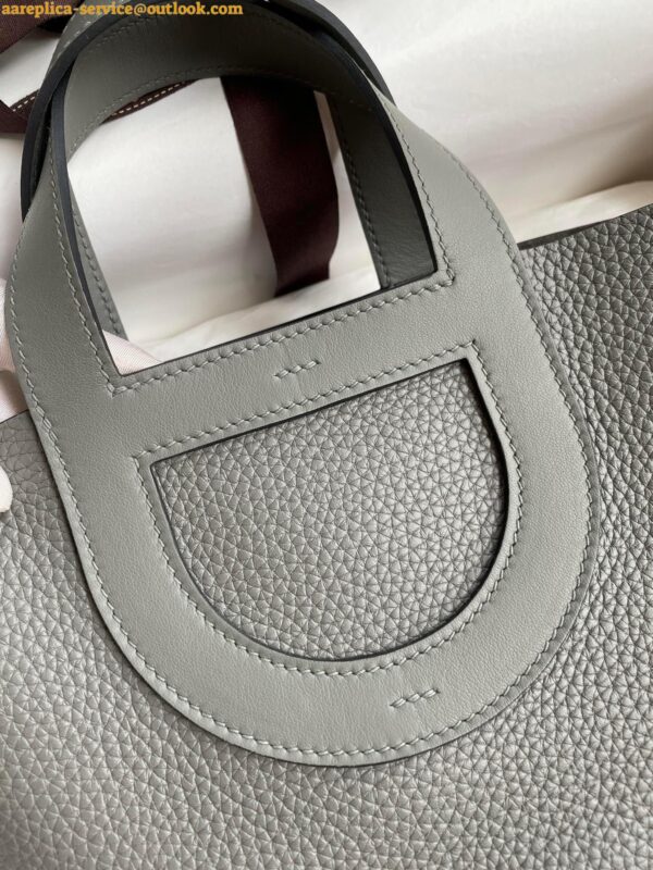 Replica Hermes In The Loop 18 Handmade Bag in Gris Meyer Clemence Leather 6