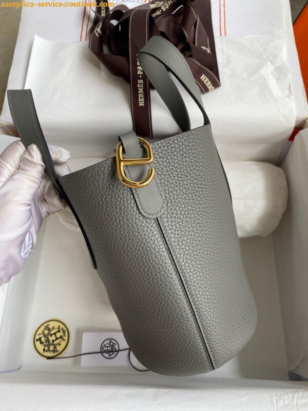 Replica Hermes In The Loop 18 Handmade Bag in Gris Meyer Clemence Leather 7