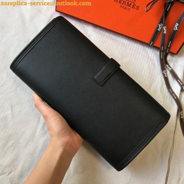 Replica Hermes Jige Elan 29 Clutch Bag In Black Epsom Leather 8