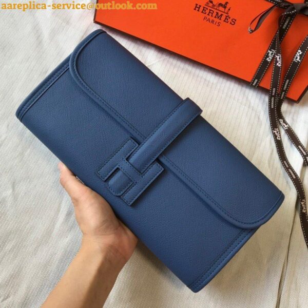 Replica Hermes Jige Elan 29 Clutch Bag In Blue Agate Epsom Leather 3