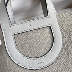 Replica Hermes In The Loop 18 Handmade Bag in Pearl Grey Clemence Leather 2