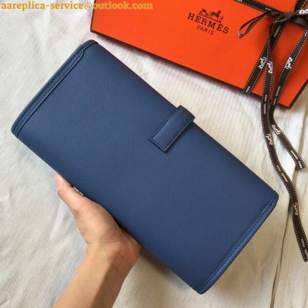 Replica Hermes Jige Elan 29 Clutch Bag In Blue Agate Epsom Leather 7