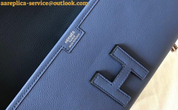 Replica Hermes Jige Elan 29 Clutch Bag In Blue Agate Epsom Leather 8