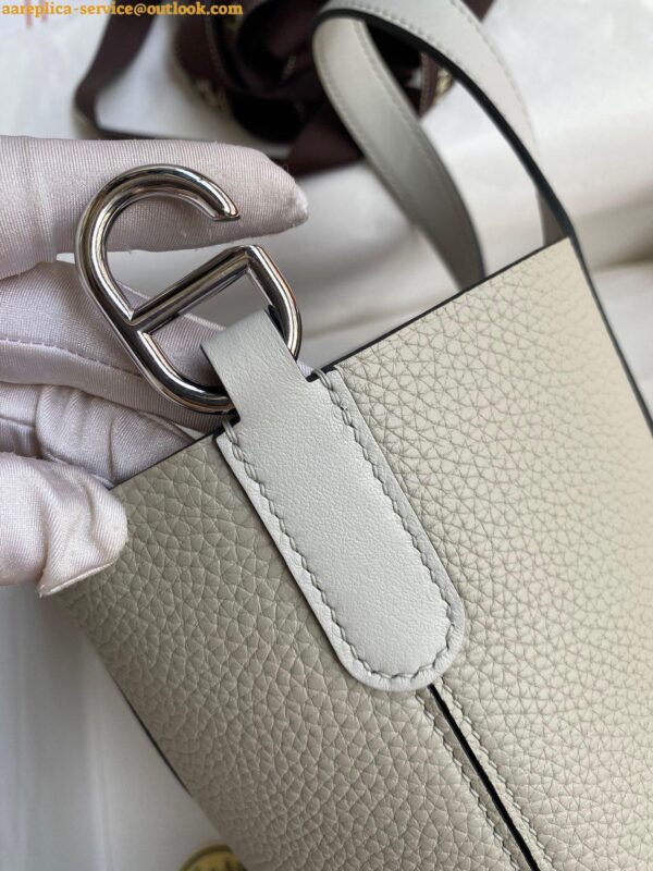 Replica Hermes In The Loop 18 Handmade Bag in Pearl Grey Clemence Leather 6