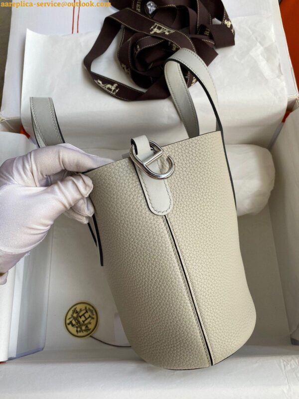 Replica Hermes In The Loop 18 Handmade Bag in Pearl Grey Clemence Leather 7